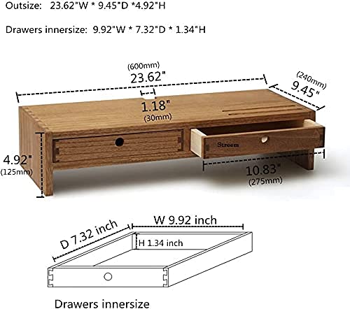 ODEJIA Wooden Computer Monitor Stand, Monitor Riser Desk Shelf Desktop Stand TV Laptop Riser with Keyboard Storage Desk (Walnut Finish)