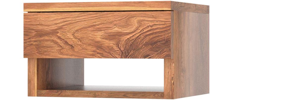 ODEJIA Walnut Floating Nightstand with Drawer - Mid Century Modern Bedside Table