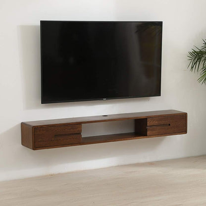 ODEJIA Solid Sheesham Wood Entertainment Floating Tv Unit For Living Room