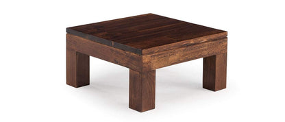 ODEJIA Vesta Beige Coffee Table with 4 Stools - Rustic Walnut Mahogany