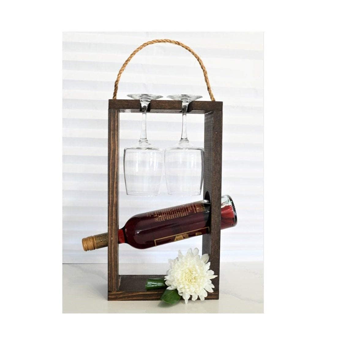 ODEJIA Wooden Wine Caddy & Bottle Holder - Portable Wine Rack & Carrier