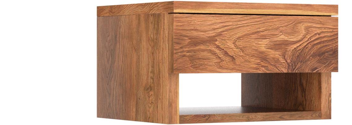 ODEJIA Walnut Floating Nightstand with Drawer - Mid Century Modern Bedside Table