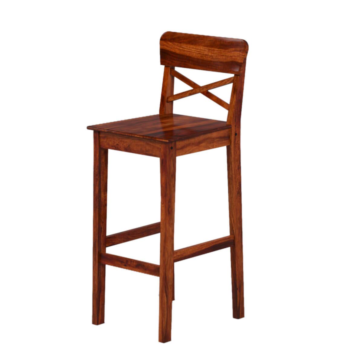 ODEJIA Sheesham Wood Bar Chair Set of 2 - Casual Backless Wooden Stool for Restaurant, Bar, Kitchen, and Café