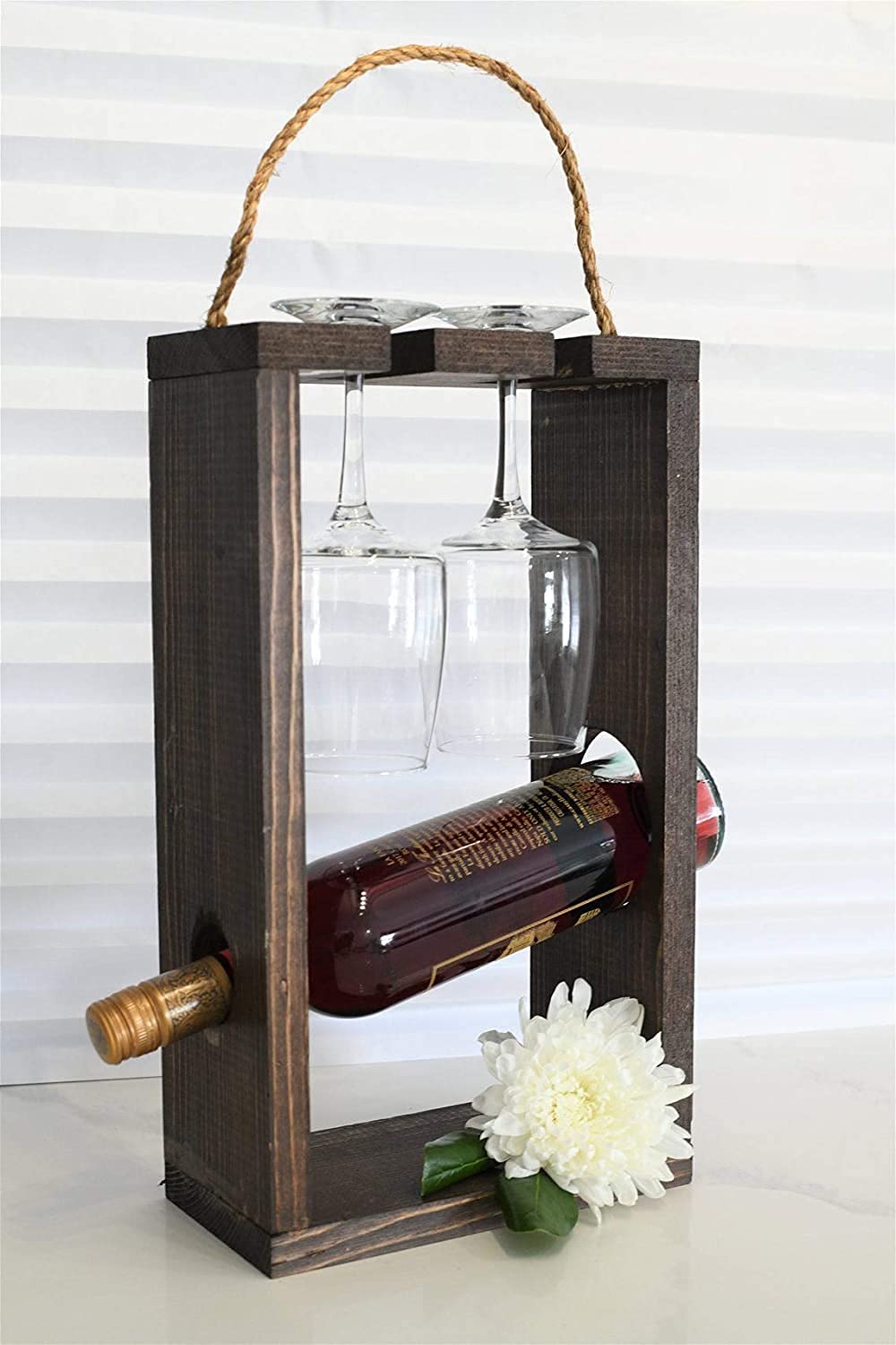 ODEJIA Wooden Wine Caddy & Bottle Holder - Portable Wine Rack & Carrier