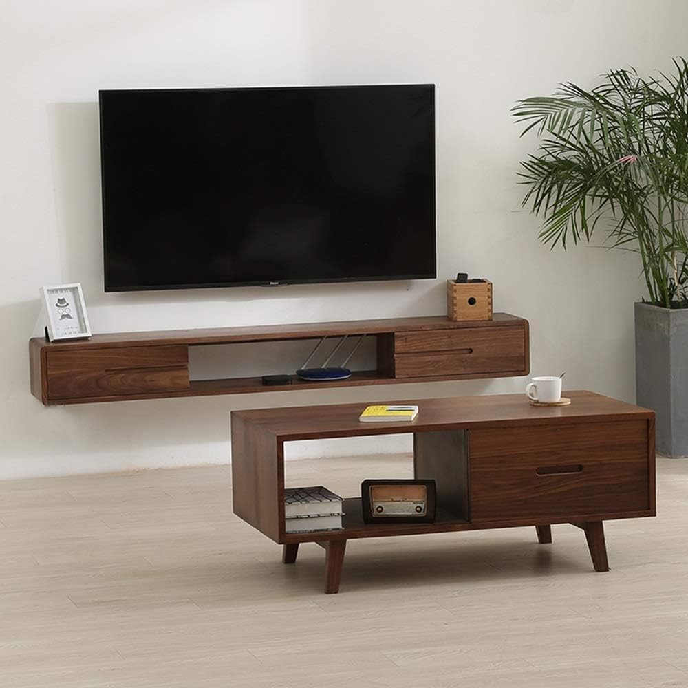 ODEJIA Solid Sheesham Wood Entertainment Floating Tv Unit For Living Room