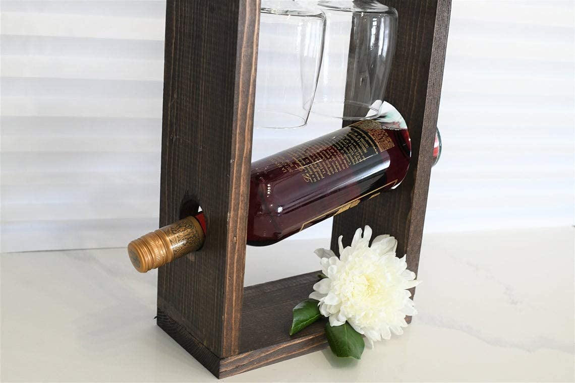 ODEJIA Wooden Wine Caddy & Bottle Holder - Portable Wine Rack & Carrier