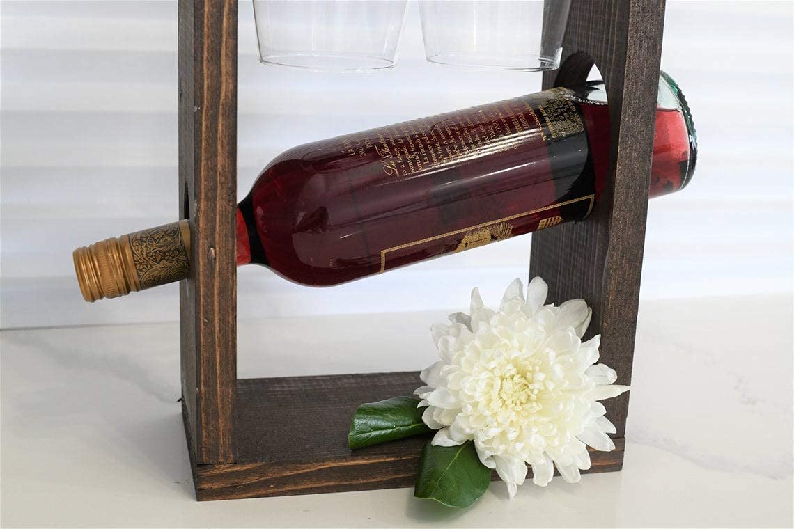 ODEJIA Wooden Wine Caddy & Bottle Holder - Portable Wine Rack & Carrier