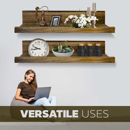 ODEJIA 16'' Rustic Floating Shelves - Set of 3 Wall - Mounted for Decor & Storage - ODEJIA Wall Shelves