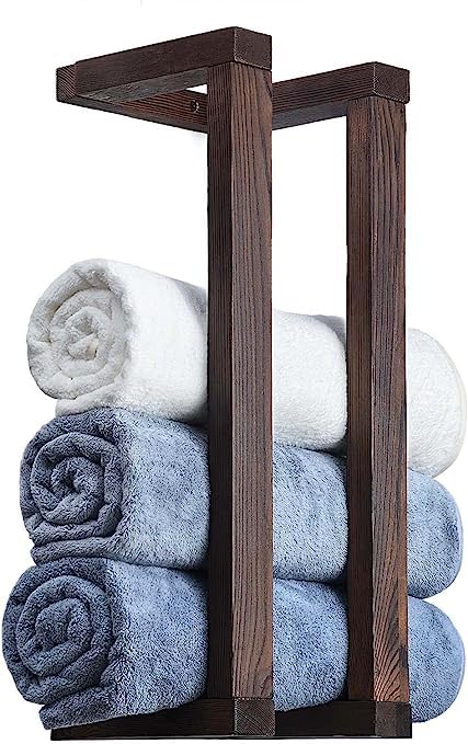 ODEJIA 18.8" Wall - Mounted Wooden Towel Rack with Installation Tool – Pine Towel Holder & Blanket Shelf (Brown) - ODEJIA Towel Holder