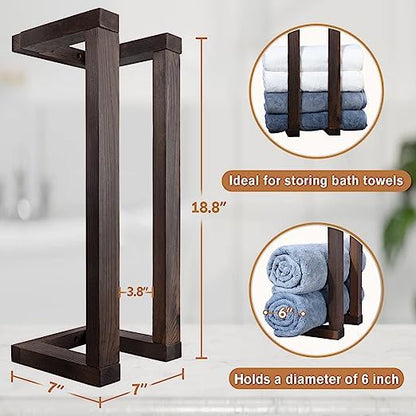 ODEJIA 18.8" Wall - Mounted Wooden Towel Rack with Installation Tool – Pine Towel Holder & Blanket Shelf (Brown) - ODEJIA Towel Holder