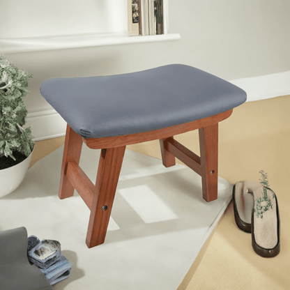 Odejia Foot Stool Ottoman For Living Room (Walnut Leg - Dark Grey) - 38.1 Cm,27.9 Cm - ODEJIAFootstool