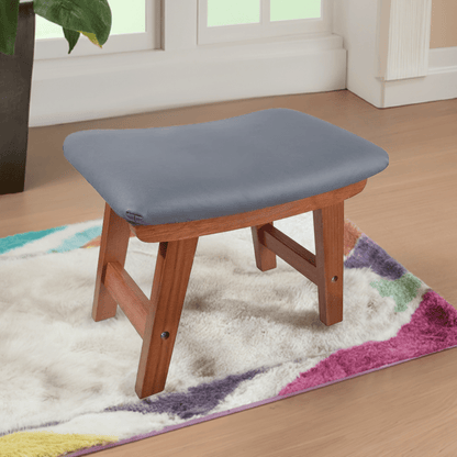 Odejia Foot Stool Ottoman For Living Room (Walnut Leg - Dark Grey) - 38.1 Cm,27.9 Cm - ODEJIAFootstool