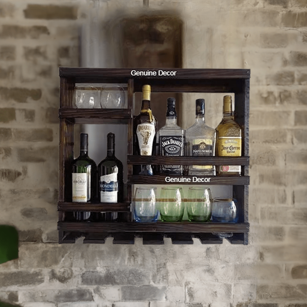 Odejia Furniture Bar Cabinet for Space Wine Glass Holder Extra Large Hold 8 Bottles and 12 Wine Glass - ODEJIABar Cabinet