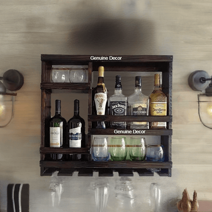 Odejia Furniture Bar Cabinet for Space Wine Glass Holder Extra Large Hold 8 Bottles and 12 Wine Glass - ODEJIABar Cabinet